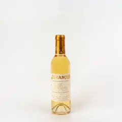 Bouteille de Jurançon Clos Quirouilh, un vin blanc doux du domaine Lajibe, mis en bouteille à la propriété.