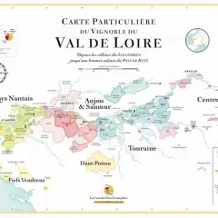 Carte du vignoble du Val de Loire, des châteaux aux vignes.