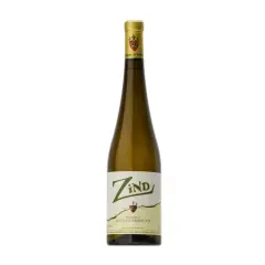 Bouteille de vin blanc du Domaine Zind-Humbrecht, avec une étiquette stylisée et un bouchon doré.