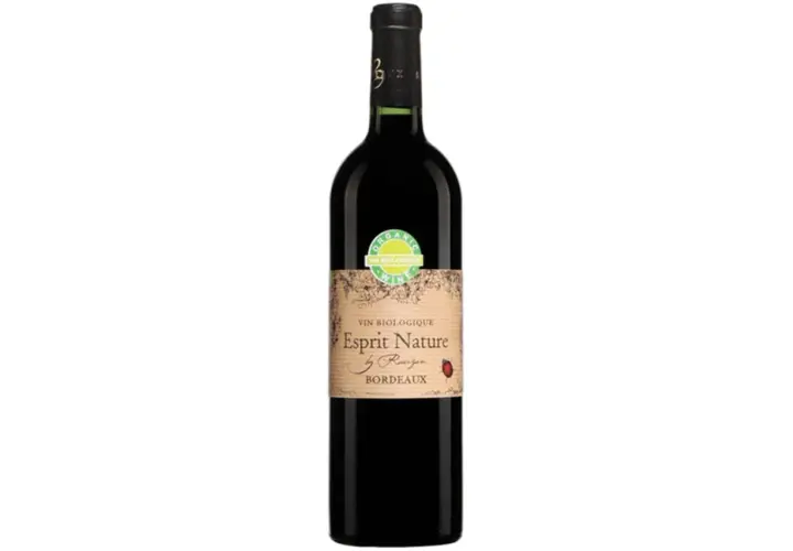 Bouteille de vin biologique "Esprit Nature" Bordeaux, parfaite pour accompagner une fondue chinoise.