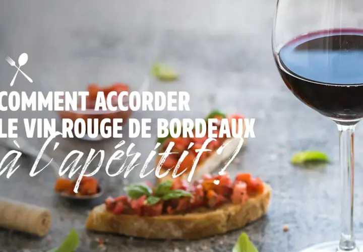 Verre de vin rouge, bruschettas et bouchon de liège. Idées pour savoir quoi grignoter avec du vin rouge à l'apéritif.