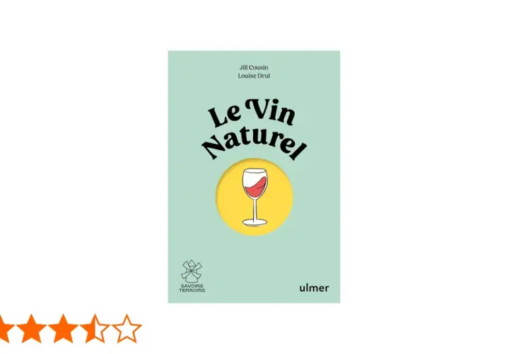 Couverture du livre "Le Vin Naturel" de Jill Cousin et Louise Drul, expliquant qu'est ce qu'un vin naturel avec un verre de vin stylisé.