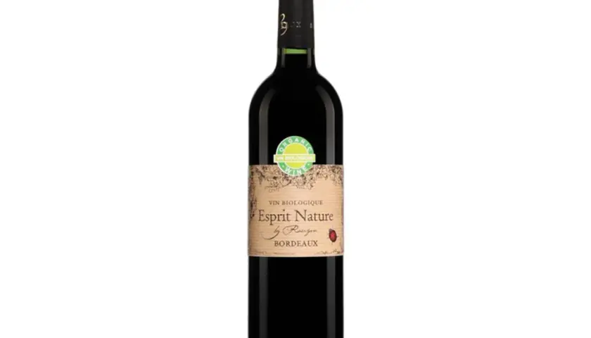 Bouteille de vin biologique "Esprit Nature" Bordeaux, parfaite pour accompagner une fondue chinoise.