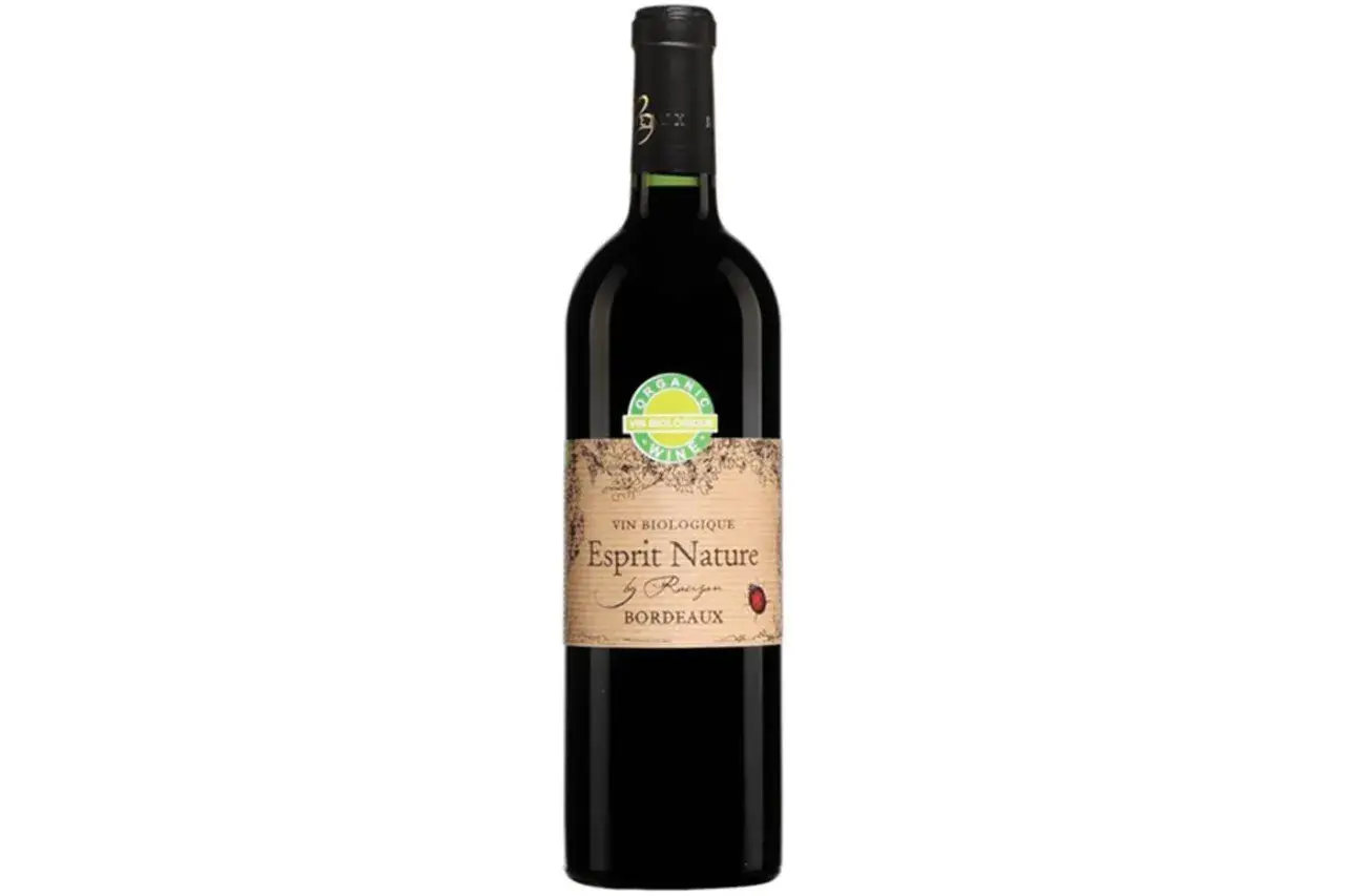Bouteille de vin biologique "Esprit Nature" Bordeaux, parfaite pour accompagner une fondue chinoise.